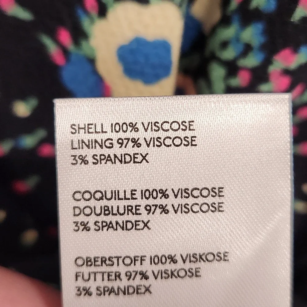 Anthropologie Floral Puff Sleeve Smocked Back Midi Dress Black Multicolor Size 4